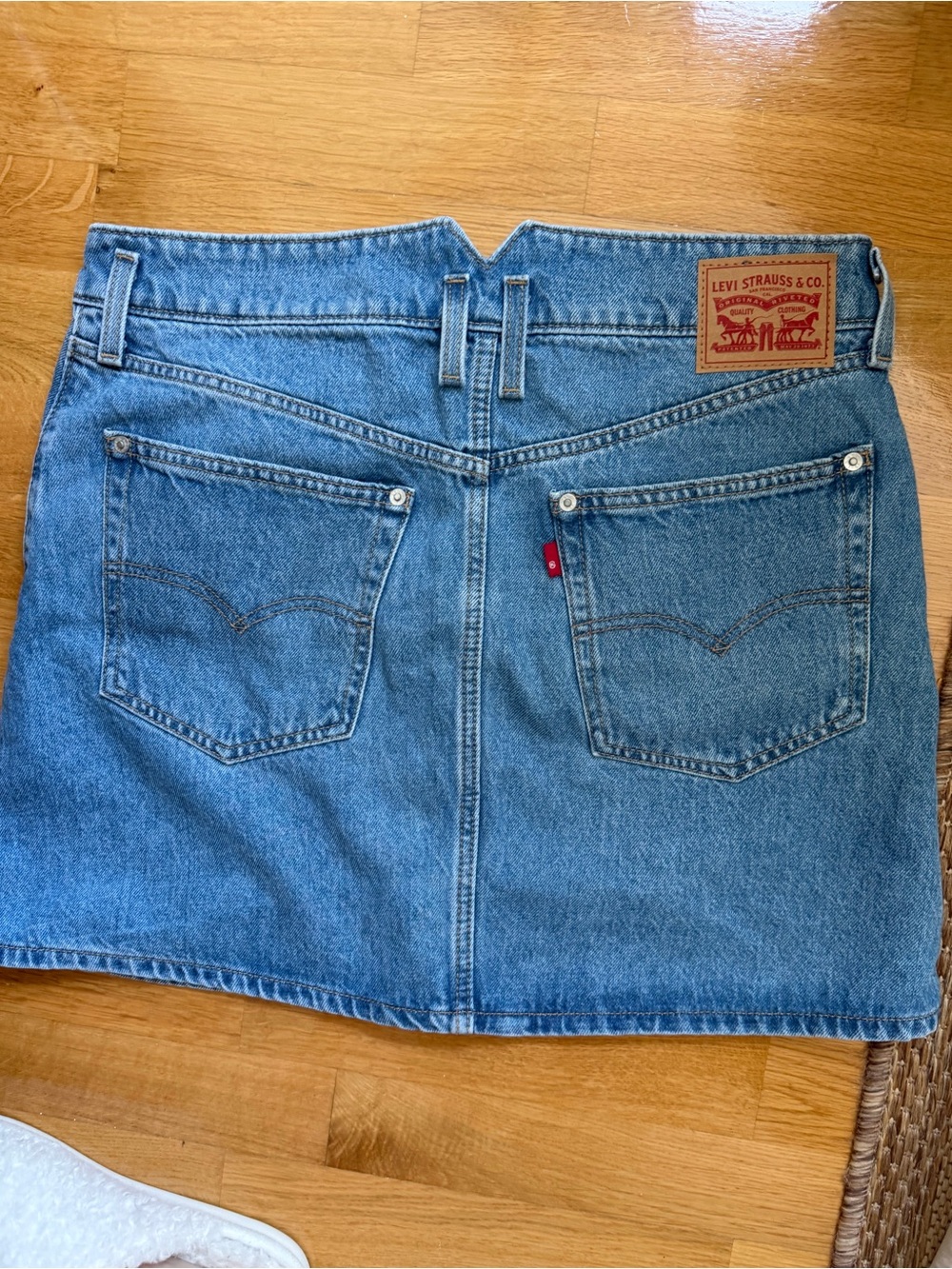 Levi's Medium Blue Denim Mini Skirt with Back Pockets